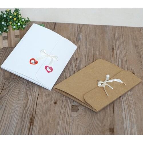 10pcs Large Kraft Silk Scarf Gift Paper Box White Cardboard Envelope Postcard Packing Box with Ribbon For Photo Packaging Boxes