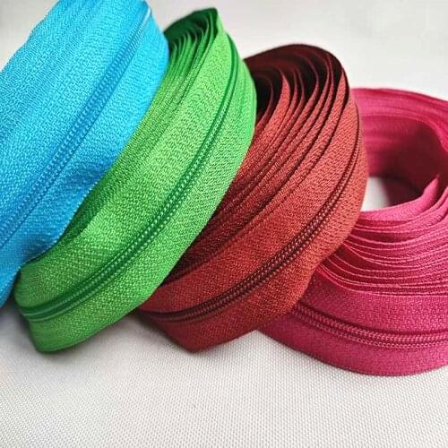 5 Meters 3# Nylon Coil Zipper Wallet Quilt Cover Pillow Tailor Sewing Handicraft Supplies Zipper ( Give Away10 Pcs Zipper Head)