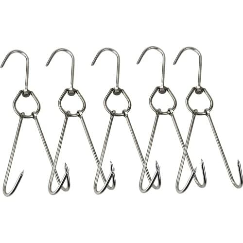 5pcs Stainless Steel Beef Meat Hooks Roast Duck Bacon Shop Hook BBQ Storage Hanger Bread Hook Tools 0.35x25cm