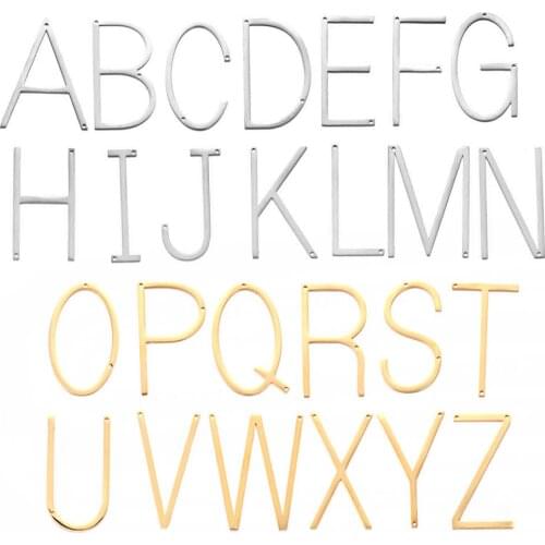 5pcs A-Z Alphabet Capital Letters Stainless Steel Charm Pendant Necklace Bracelet Charms Accessories for DIY Jewelry Making