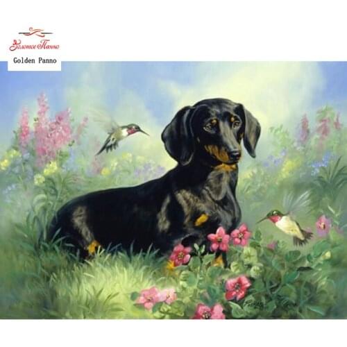 Diamond Painting Full Square 5D Diy Daimond Embroidery Diamant Mosaic Sale Displasy Broderie Diamant "Dogs and flowers" 03