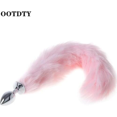 35CM anal plug butt plug anal toys for men Romance Adult Love Product Pink Fox Tail Butt Metal Plug Anal Sex Toy dropshipping