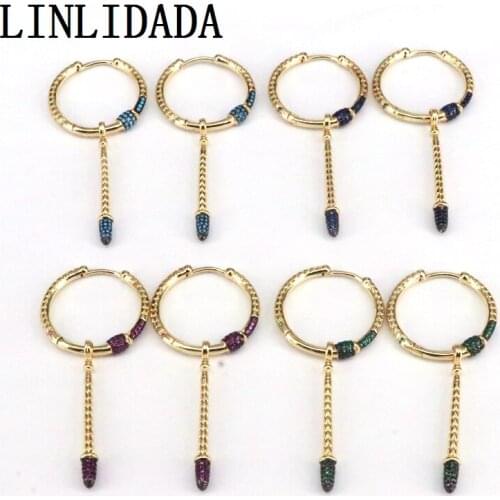 5Pair New Trendy Micro Pave CZ Long Dangle Jewelry Women Charming Earring