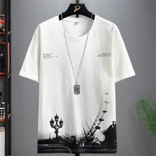 New Summer Tshirt for Men Loose Short Sleeve Tees O-neck Fashion Printing Top Youth Man Pullover Plus Size Camiseta Para Hombre