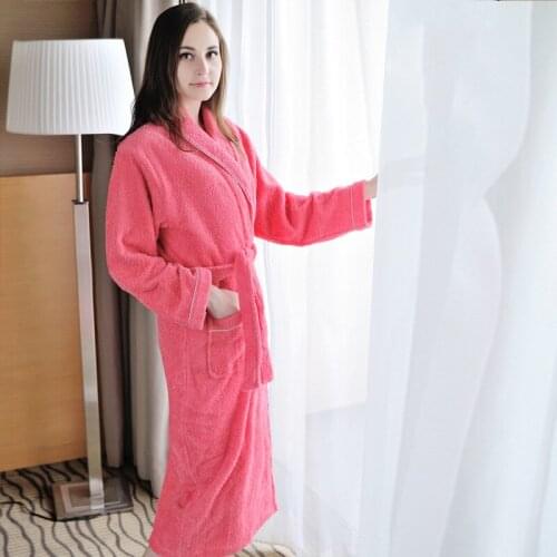Cotton thickening towel material bathrobes lady cotton soft suction bathrobe couple night gowns