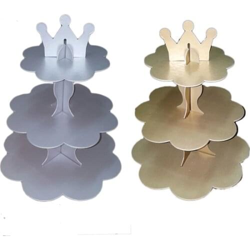 Cardboard Cupcake Stand 3 Tiers King Crowned Cupcake Stand party material