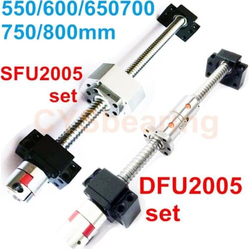 End Machined RM2005 SFU2005 DFU2005 Double Ball Nut Bracket Housing BK/BF15 Support Shaft Coupling 550/600/650/700/750/800mm