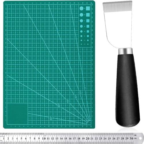 LMDZ 2/3PCS Stainless Steel Straight Ruler Double-Sided Cutting Mat A4 DIY Leather Cutting knife Handmade DIY Accessory Tools