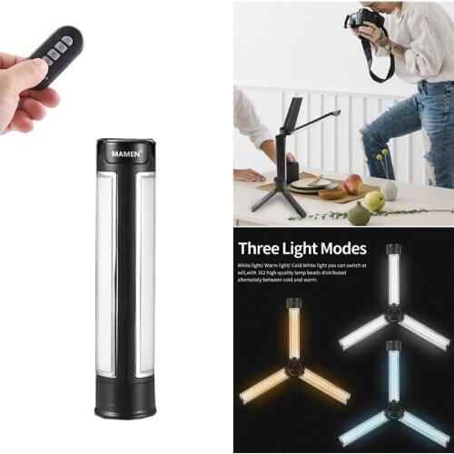 Mamen KM-03 pro Foldable LED light Portable Triple Light Fill Light for Video Photography Live Camera Phone Shooting Remote