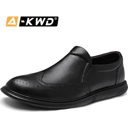 Fashion Casual business Brock Men Shoes Loafers Slip-on Mens Leather Shoes Genuine Wear-Resistent Man Shoose Herenschoenen Leder