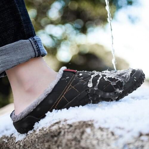 New Cotton Slippers Men Winter Outdoor Men Shoes WaterProof Cold-Proof Casual Shoes Men Plush Warm Man Footwear Big Size 39-48