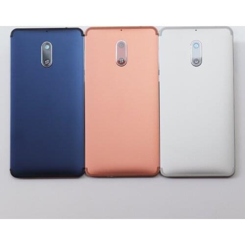 Original aluminum body For Nokia 6 Battery Door Housing Back Cover Rear Case Replacement With Camera Lens,Volume Power Button