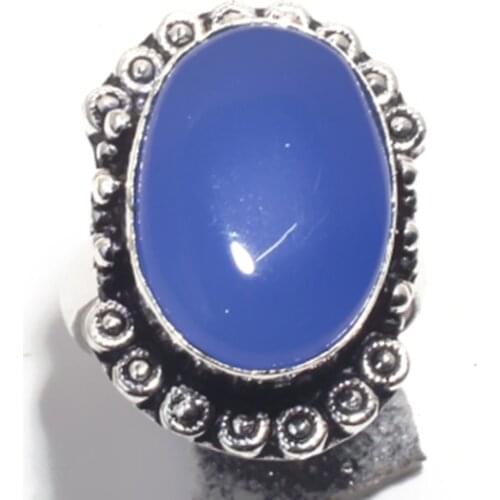 Genuine Blue Chalcedony Silver Overlay over Copper , Size: 6.75 , R6771