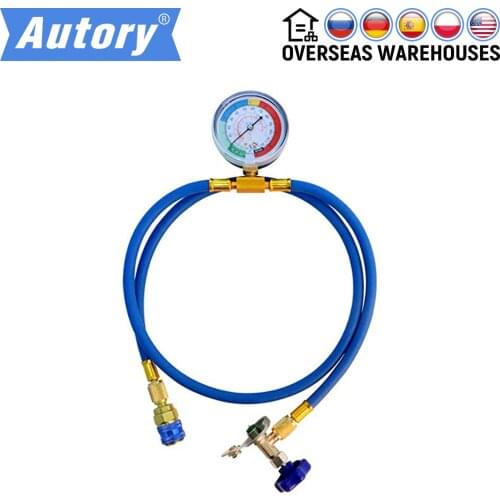 Car Refrigerant Connector Recharger Hose Low Pressure Gauge Opener Air Conditioning Port Can Tap Valve Adapter R134A R22 R12