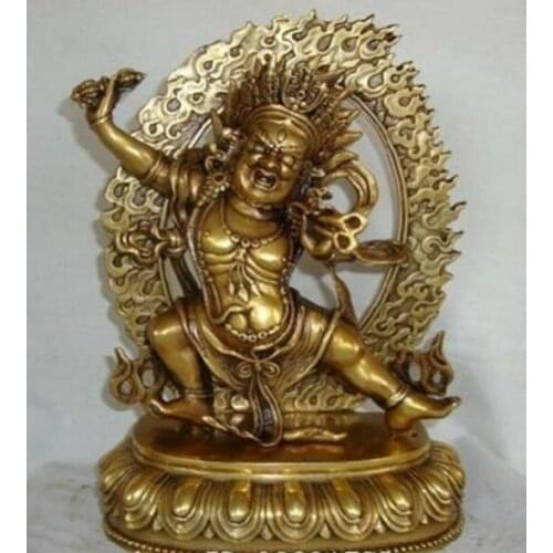 9''Tibet Tibetan Buddhist Vajrapani buddha bronze statue