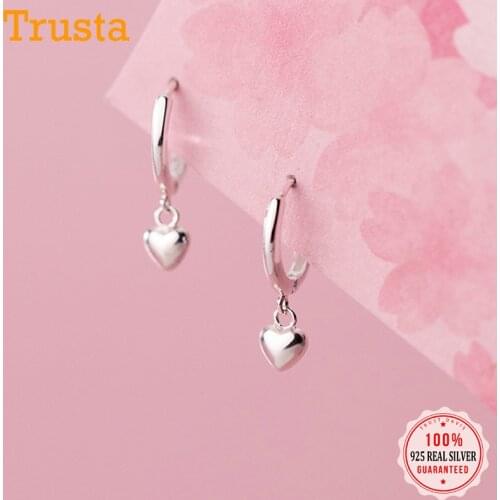 TrustDavis Real 925 Sterling Silver Fashion Sweet Robot CZ Stud Earrings For Women Wedding Valentines Day Fine Jewelry DB437