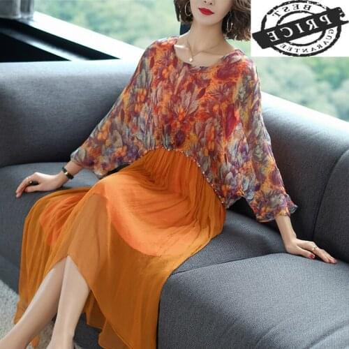 Spring Silk Dress Women Print Elegant Long Dresses Party Maxi Dresses Summer Beach Dress Vestidos Mujer 2021 LWL1522