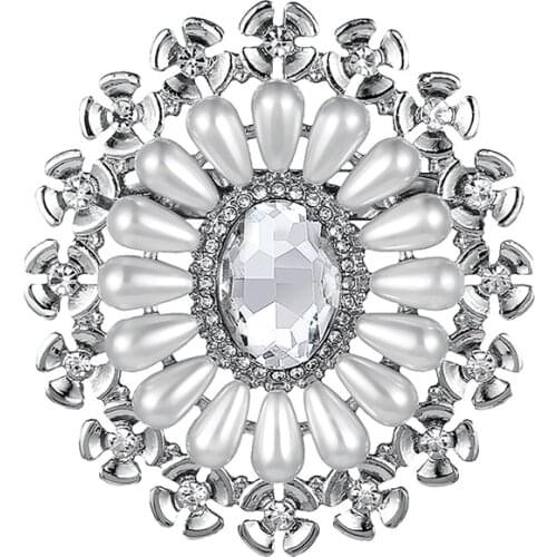 WEIMANJINGDIAN Factory Direct Sale Clear Crystal Rhinestones and Imitation Pearls Oval Shape Wedding Brooches