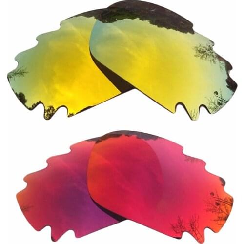 24K Gold Mirrored&Midnight Sun Mirrored Polarized Replacement Lenses for Jawbone Vented Racing Jacket Frame 100% UVA & UVB