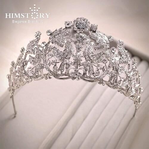 Himstory Large European Vintage Princess Bridal Tiaras Crowns Crystal Rhinestone Queen Pageant Headband Bride Hair Accessories