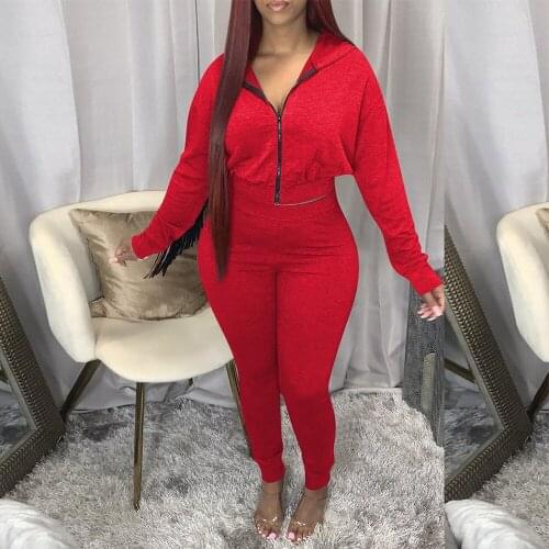 Back Tassels Patchwork Two Piece Sweatsuit Women Hooded Long Sleeve Crop Top and Pencil Legging Spring Autumn Slim Fit Outfits