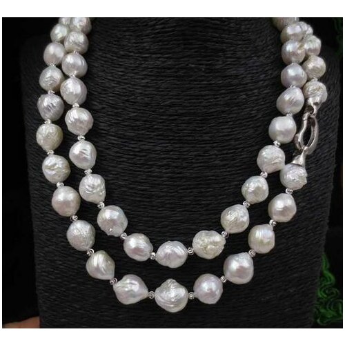100 cm long 11 - 13 MM white furrow Kasumi pearl necklace>>> women jewerly Free shipping