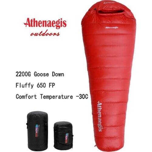 Athenaegis Ultralight Comfortable Waterproof 2200g White Goose Down Filling Can Be Spliced Winter Sleeping Bag