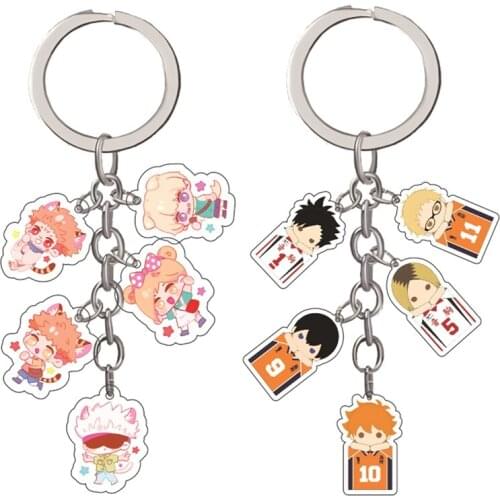 1pcs Anime Haikyu Nekoma High School Volleyball Kozume Kenma Kiyoko Pendant Keychain Keyrings