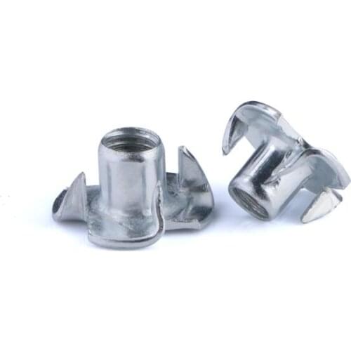 10pcs T nut Blind Pronged Tee Nut for Furniture M3 M4 M5 M6 M8 M10 M12 Zinc Plated Four Claws Nut Speaker Nut