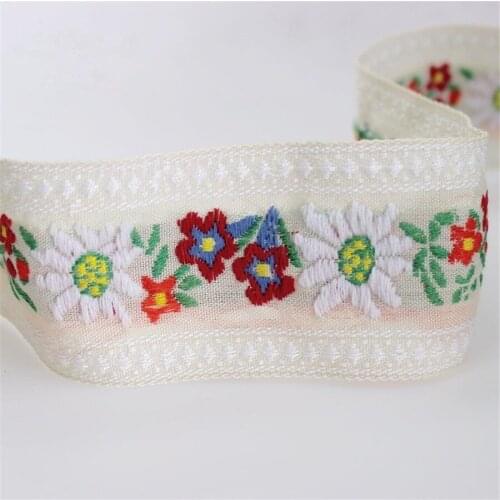 11yards Width 2"(5cm) White Daisy Ribbons National Style Embroidered Ribbon DIY Sewing Supplies Handmade Costume Accessories