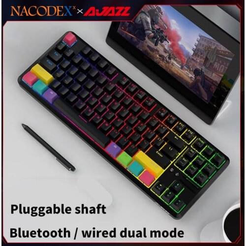 AJAZZ NACODEX 87 Keys Bluetooth Wired/Wireless Mechanical Keyboard Of Pulling Shaft For Gamer Pc Notebook Tablet Laptop