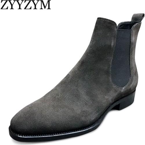 ZYYZYM Men Chelsea Boots Spring Autumn Suede High Help Classic Style Fashion Casual Boots Men Shoes Botas Hombre Large size39-48