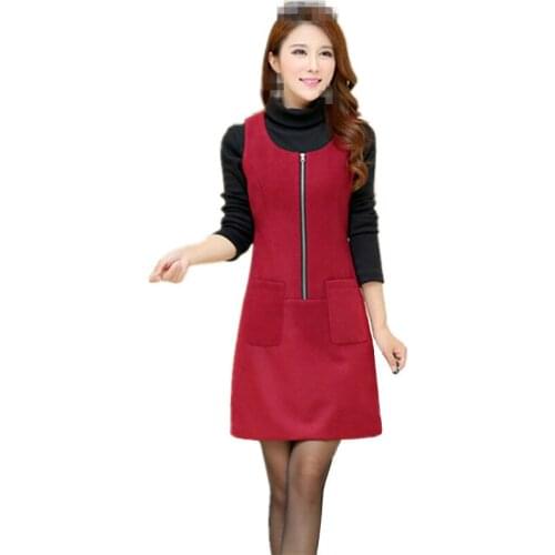 C1325 2019 spring autumn new women sleeveless fashion round collar vest dress cheap wholesale