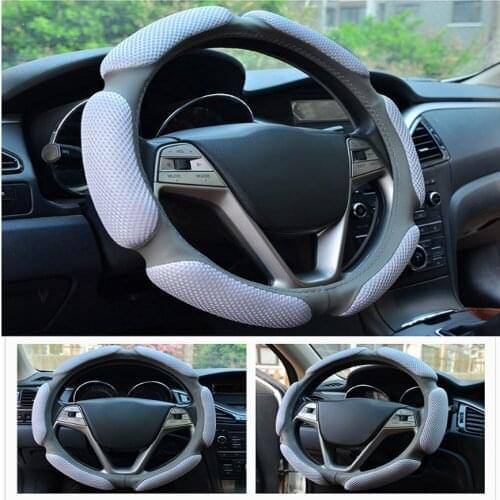 4Colors Car Steering Wheel Cover Breathable Anti Slip Wheel Cover Winter Protective Decoration Auto Interior Decor Accessories