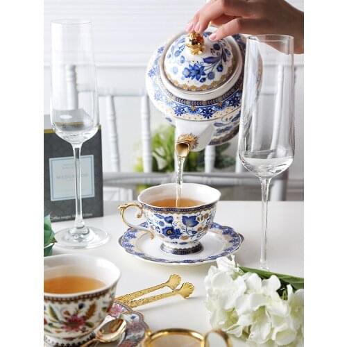 European bone china tea set coffee set American coffee cup set British family best friend afternoon Camellia cup plate