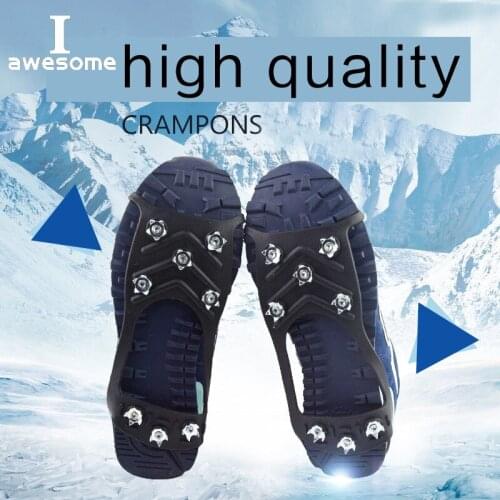 Hot 8 Teeth Ice Gripper For Shoes Snow Crampons Anti-slip Ice Gripper Hiking Cleats Spikes Traction Ice Floes 8 Stud Shoes Grip