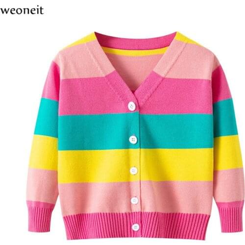 Weoneit Baby Girls Cardigan Autumn Cotton Sweater Top Baby Children Clothing Girls Knitted Cardigan Sweater Kid Spring Clothes