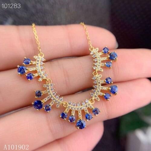 KJJEAXCMY boutique jewelry 925 sterling silver inlaid natural sapphire female luxury large necklace support test