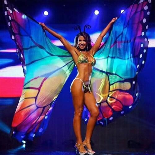 Women Rainbow Butterfly Dancing Wings Adjustable 360 Degree Big Wings Rave Festival Stage Dance Show Sexy Women Accessories