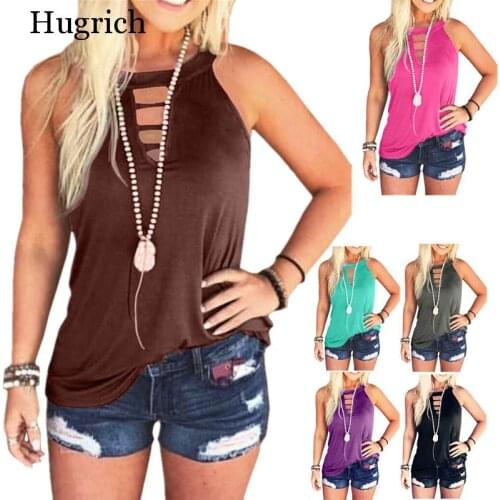 Summer New Cut Out Stitching Womens Vest Fashion Crew Neck Vest T-Shirt Top 2020