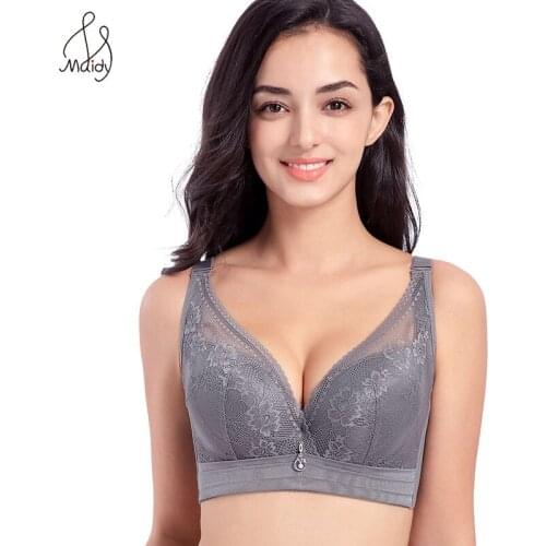 Maidy Women Big Size Lace Bras Breathable Padded Cup Ms Underwear Underwire Push Up Bra Brassiere B-C-D-E