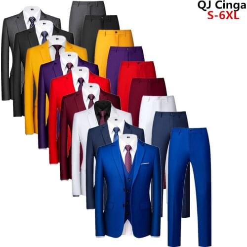 2021 New Big Size Suit Wedding Suits for Men Best Mans Three Peices Set (Jacket+Pants+Vest) Formal Men Suit Royal Blue Black 6x
