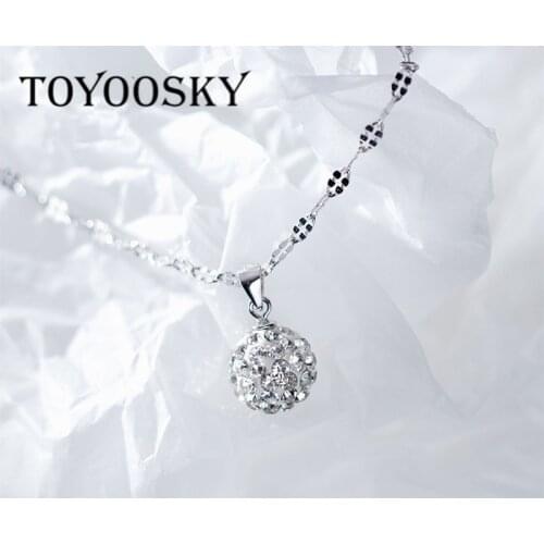 925 Sterling Silver Cubic Zirconia 10mm Circle Round Ball Pendant Necklace for Women Charm Choker Prevent Allergy Fine Jewelry