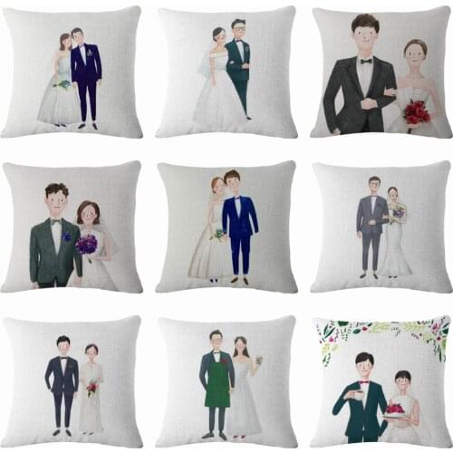 Couple Models Pillow Case Throw Pillowcase Cotton Linen Printed Pillow Covers for Office Home Textile