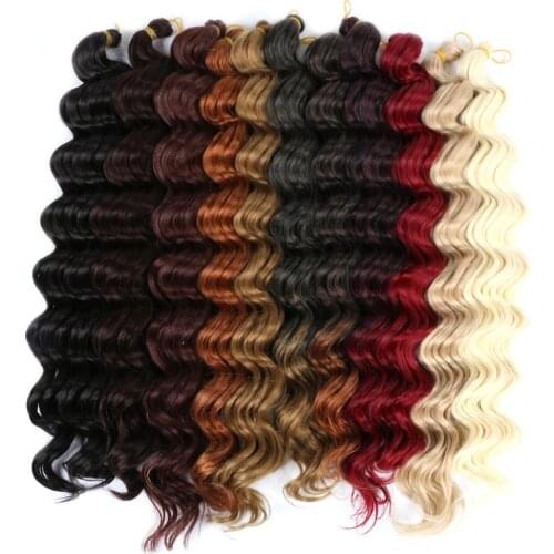 Full Star Deep wave Bulk Black Ombre Brown Bug Blonde 20" 80g Synthetic Hair Crochet Braids Bulk Braiding for Women