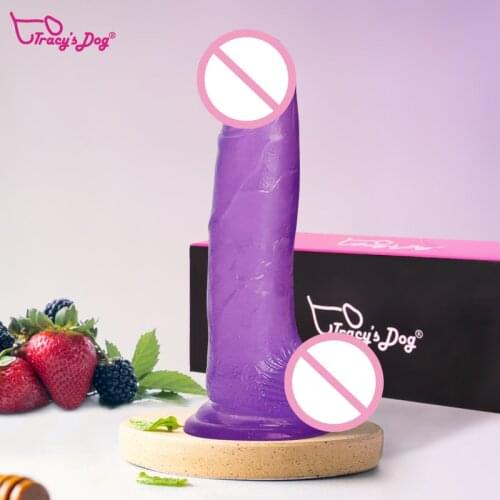 Tracys Dog Realistic Dildos Jelly Dong Crystal Dildo For Beginners With Strong Suction Cup 7.8" Suction Dildo Vaginal G-spot