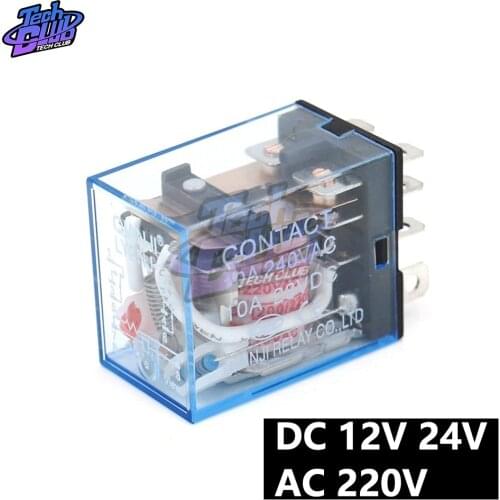 Coil Power Relay LY2NJ AC 220V DC 12V 24V 10A Mini Electromagnetic Relay Electronic Omron Module DPDT 8 Pin LED Lamp Indication