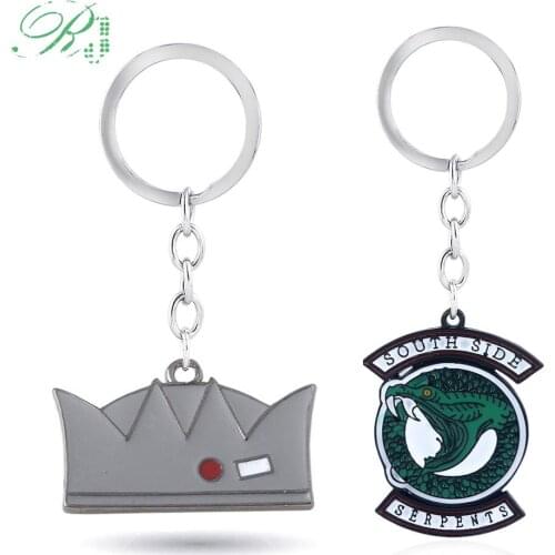 RJ Hot TV Riverdale South Side Serpants Snake Logo Keychain Jughead Jones Crown Hat Key Chains Men Lady Keyrings Gift Jewelry