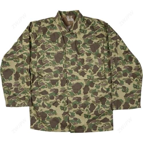 WWII US Duck Hunting Double Camouflage Army HBT Tops Outdoor Sniper Battle Shooting Combat Sport Birdwatching Coat Clothing
