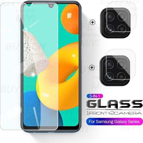 Samung m 32 glass 3in1 camera protective glass for samsung galaxy a02 a12 a22 a32 a42 a52 a72 m12 m32 m62 screen protectors film